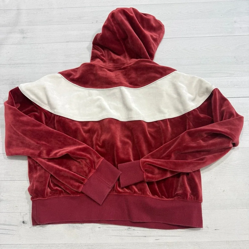 Nike Heritage Velour Hoodie burgundy red cropped women's‎ large
